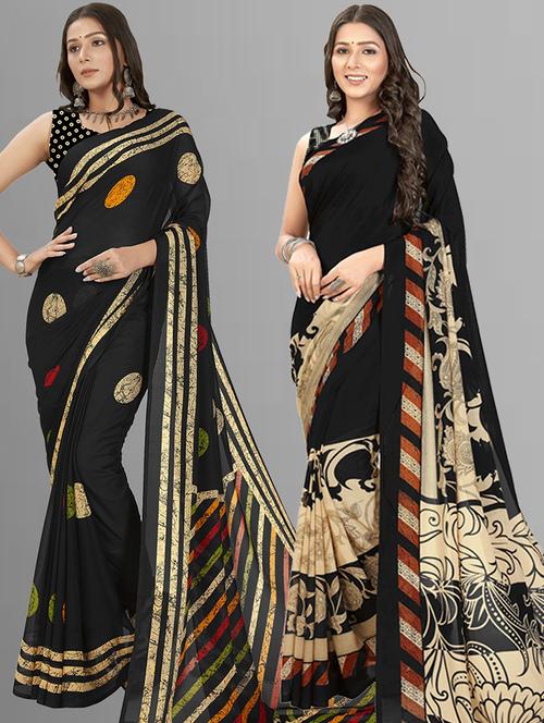 pack of 2 printed casual wear sarees - 21435077 - Very Small Image - 1