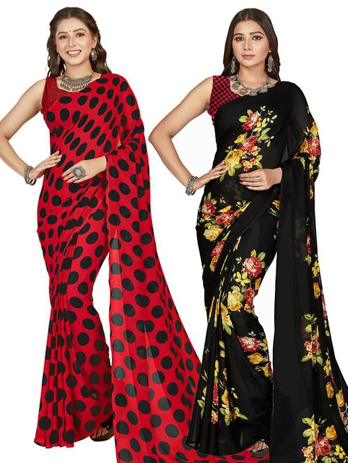 pack of 2 casual wear combo sarees - 21435084 - Very Small Image - 1