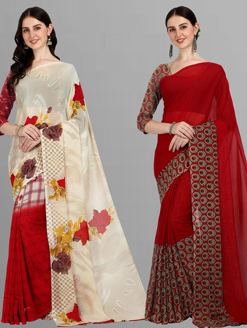 women pack of 2 casual wear sarees - 21435085 - Very Small Image - 1