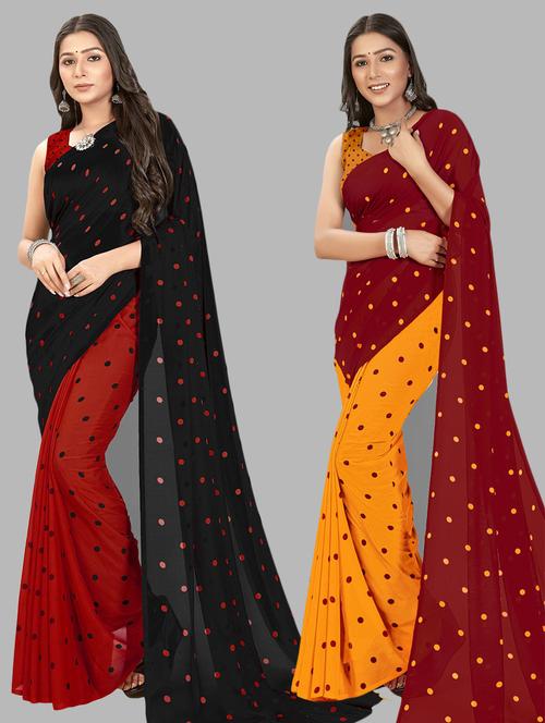 pack of 2 casual wear combo sarees - 21435087 - Very Small Image - 1