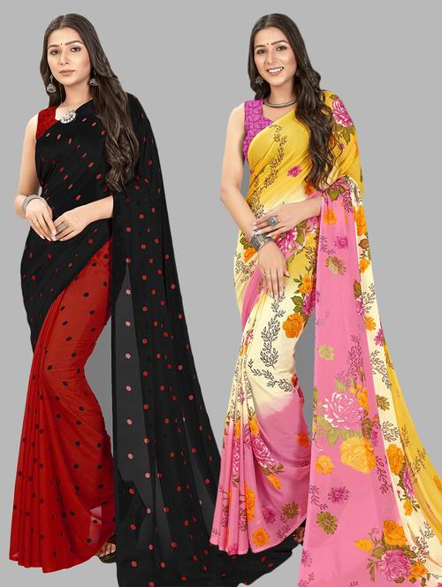 pack of 2 printed casual wear sarees - 21435089 - Very Small Image - 1