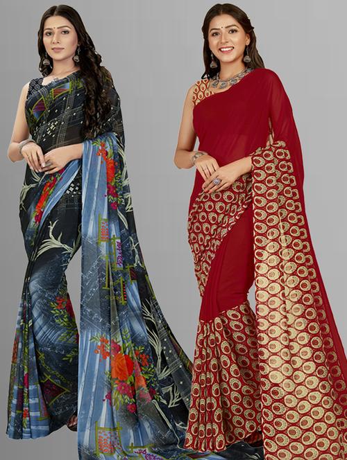 pack of 2 casual wear combo sarees - 21435090 - Very Small Image - 1