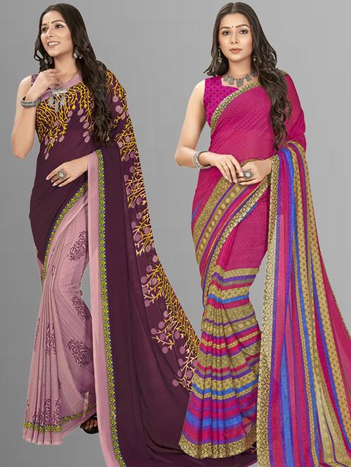 pack of 2 casual wear combo sarees - 21435092 - Very Small Image - 1
