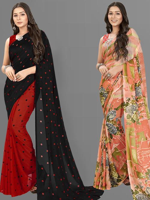 pack of 2 casual wear combo sarees - 21435095 - Very Small Image - 1