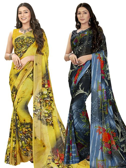 pack of 2 casual wear combo sarees - 21435096 - Very Small Image - 1
