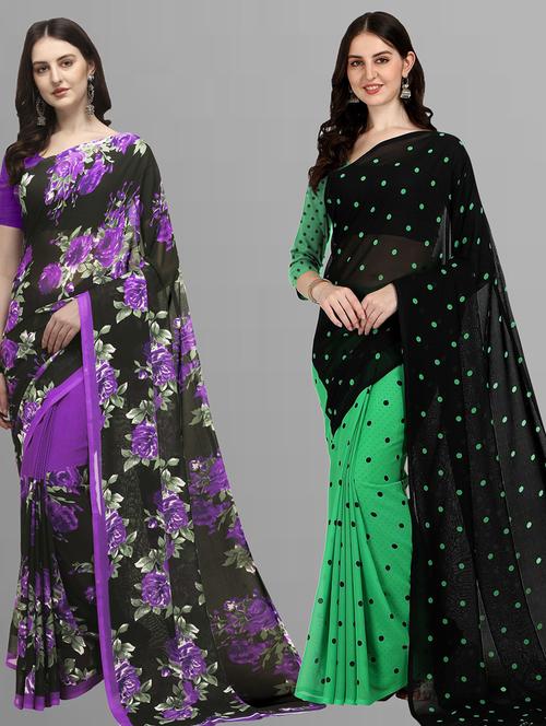 pack of 2 printed casual wear sarees - 21435099 - Very Small Image - 1