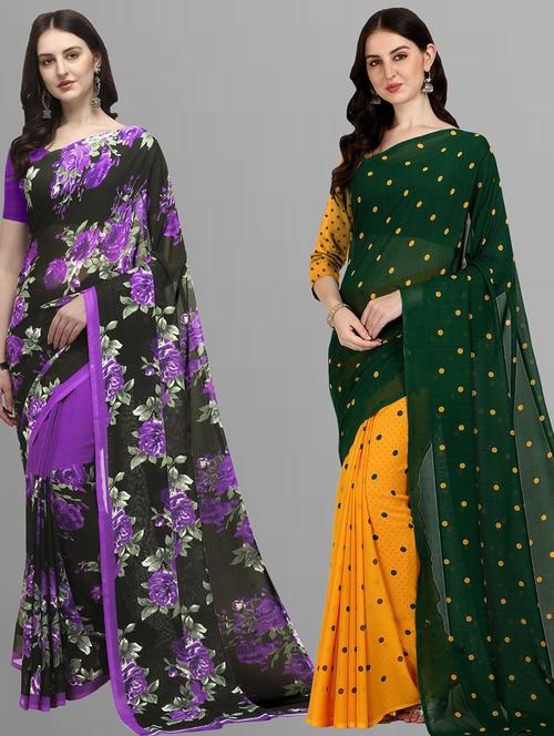pack of 2 casual wear combo sarees - 21435100 - Very Small Image - 1