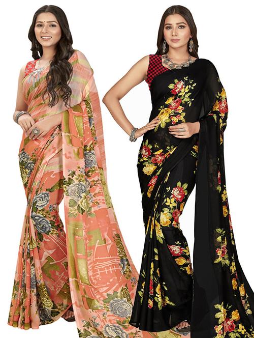 pack of 2 casual wear sarees - 21435103 - Very Small Image - 1