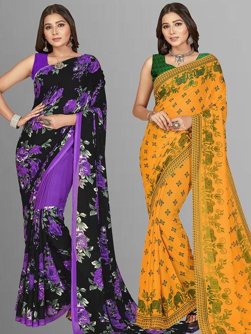 pack of 2 casual wear sarees - 21435105 - Very Small Image - 1