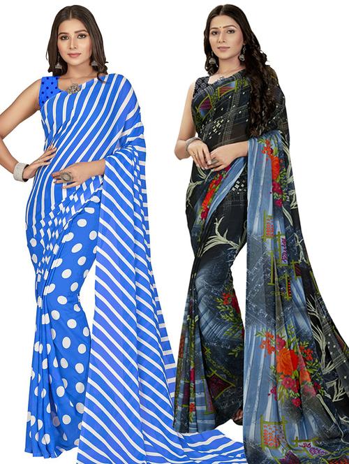 pack of 2 casual wear combo sarees - 21435111 - Very Small Image - 1