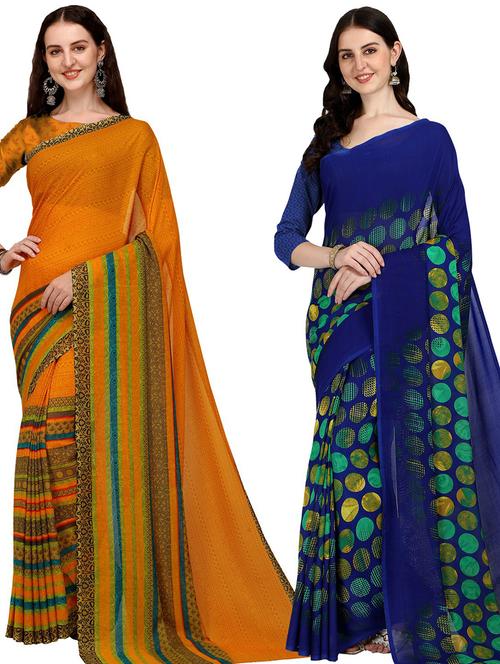 pack of 2 printed casual wear sarees - 21435113 - Very Small Image - 1