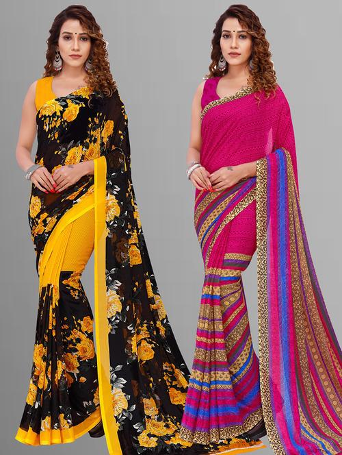 pack of 2 casual wear sarees - 21435121 - Very Small Image - 1