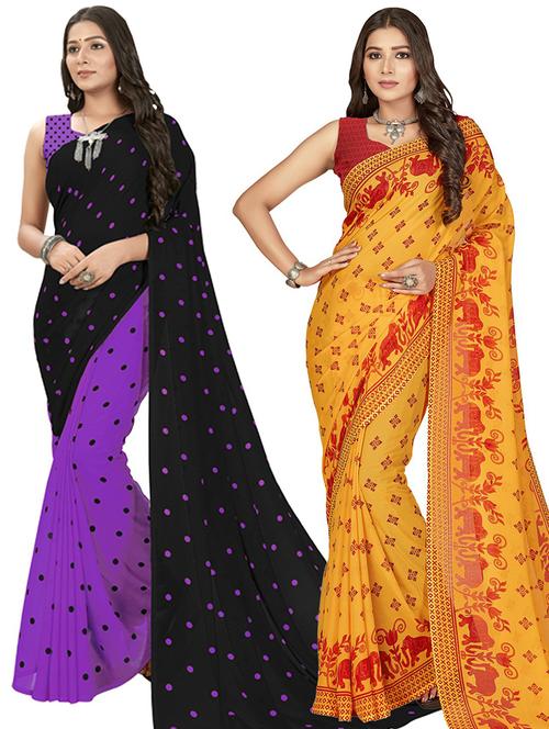pack of 2 casual wear combo sarees - 21435124 - Very Small Image - 1