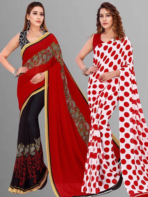 pack of 2 printed casual wear sarees - 21435127 - Very Small Image - 1