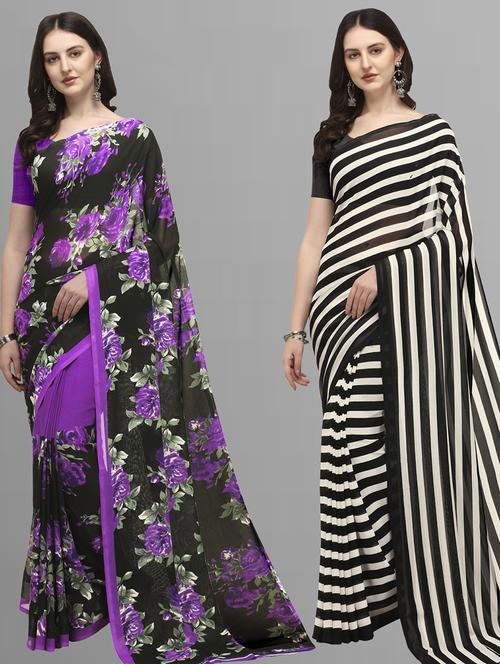 women pack of 2 casual wear sarees - 21435131 - Very Small Image - 1