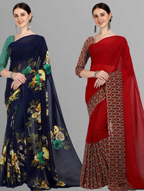 pack of 2 casual wear sarees - 21435134 - Very Small Image - 1