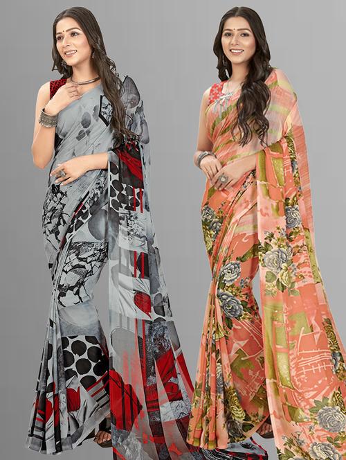 women multi color combo casual saree - 21435141 - Very Small Image - 1