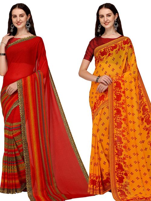 women pack of 2 casual wear sarees - 21435144 - Very Small Image - 1
