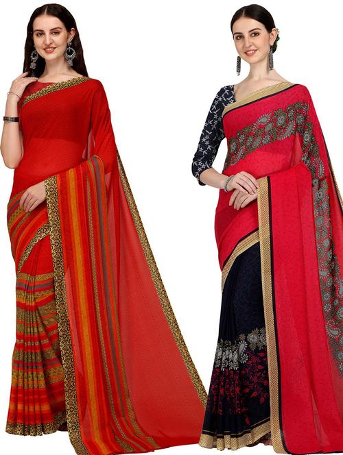 pack of 2 casual wear combo sarees - 21435146 - Very Small Image - 1