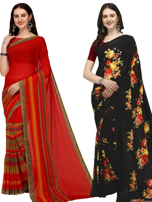 pack of 2 printed casual wear sarees - 21435147 - Very Small Image - 1