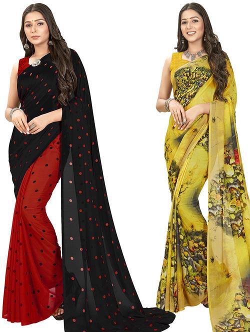pack of 2 casual wear combo sarees - 21435157 - Very Small Image - 1