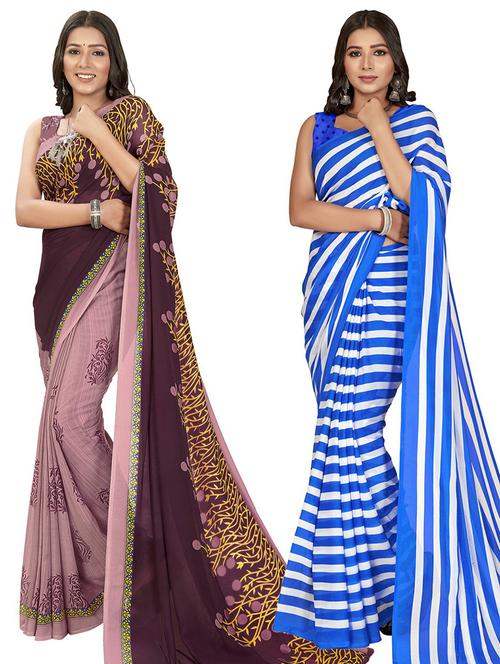 pack of 2 casual wear combo sarees - 21435158 - Very Small Image - 1