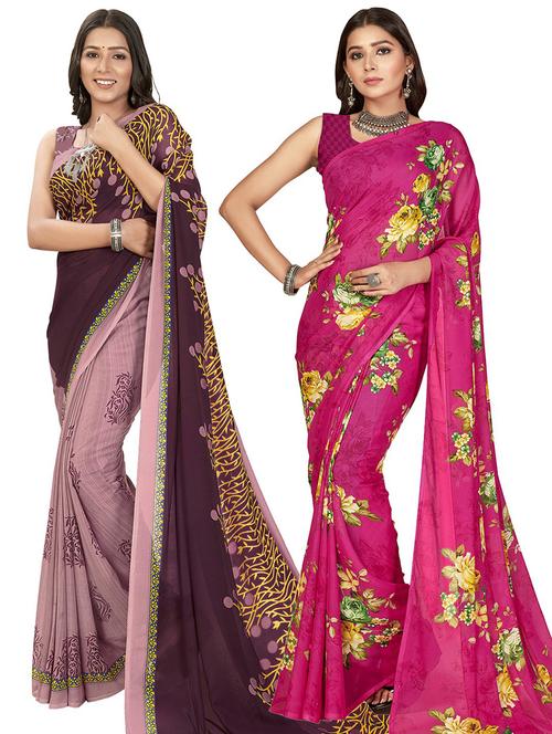 pack of 2 casual wear combo sarees - 21435159 - Very Small Image - 1