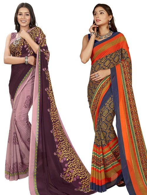 pack of 2 casual wear combo sarees - 21435166 - Very Small Image - 1