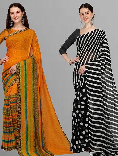 pack of 2 printed casual wear sarees - 21435168 - Very Small Image - 1