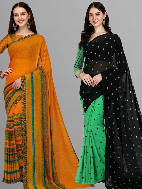 pack of 2 printed casual wear sarees - 21435179 - Very Small Image - 1