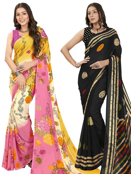 pack of 2 casual wear sarees - 21435180 - Very Small Image - 1
