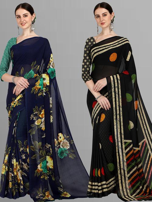 pack of 2 casual wear combo sarees - 21435181 - Very Small Image - 1