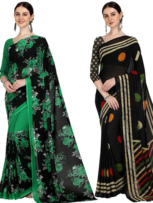 pack of 2 printed casual wear sarees - 21435183 - Very Small Image - 1