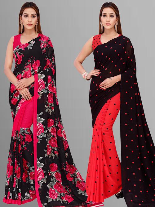 pack of 2 printed casual wear sarees - 21435186 - Very Small Image - 1