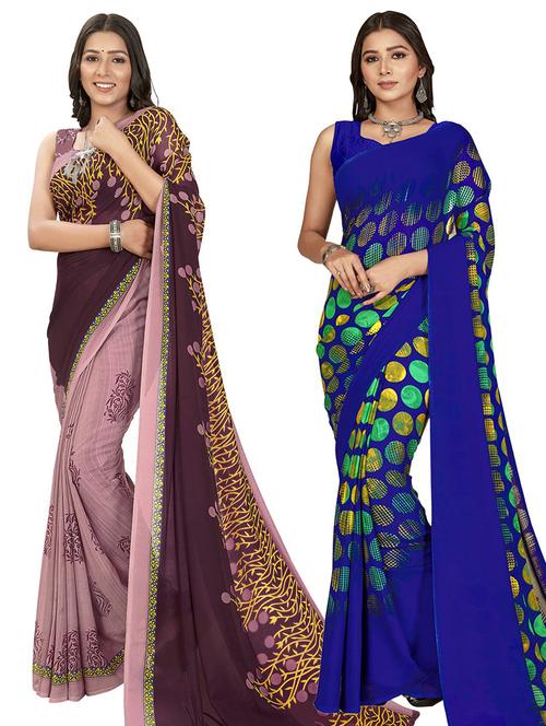 pack of 2 printed casual wear sarees - 21435190 - Very Small Image - 1