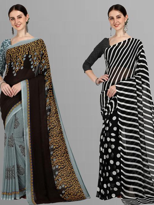 pack of 2 casual wear combo sarees - 21435193 - Very Small Image - 1