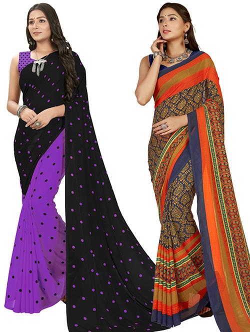 pack of 2 printed casual wear sarees - 21435198 - Very Small Image - 1
