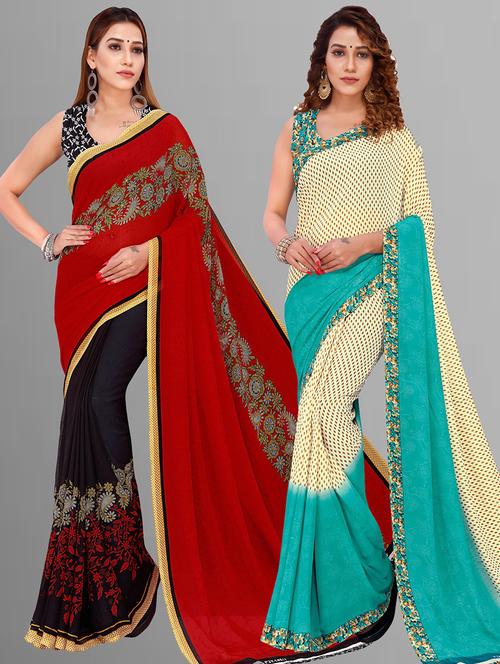 pack of 2 casual wear combo sarees - 21435200 - Very Small Image - 1