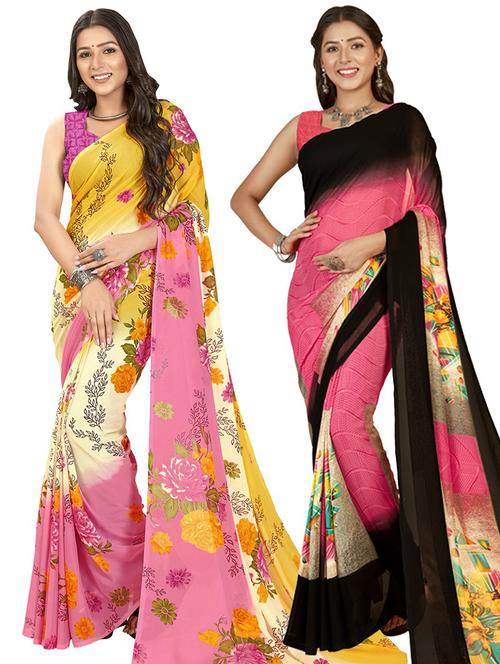 pack of 2 casual wear combo sarees - 21435203 - Very Small Image - 1