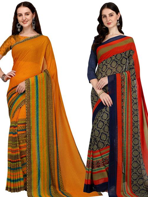 women pack of 2 casual wear sarees - 21435205 - Very Small Image - 1