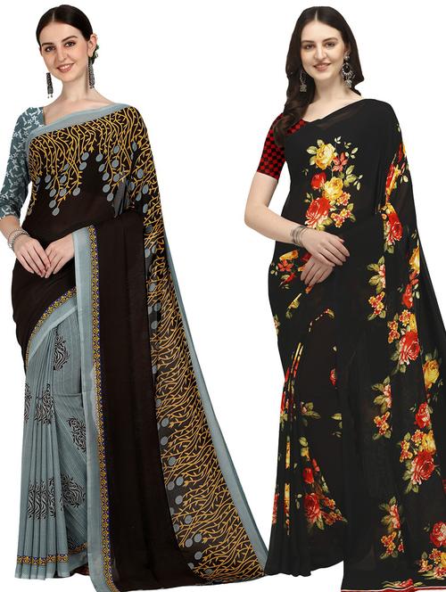 women pack of 2 casual wear combo sarees with blouse - 21435206 - Very Small Image - 1