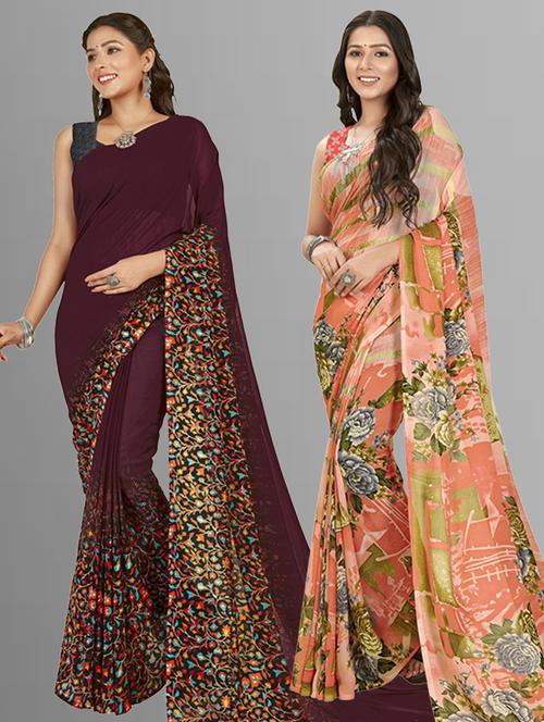 women pack of 2 casual wear combo sarees - 21435211 - Very Small Image - 1
