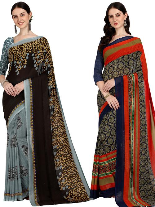 women pack of 2 casual wear sarees - 21435213 - Very Small Image - 1