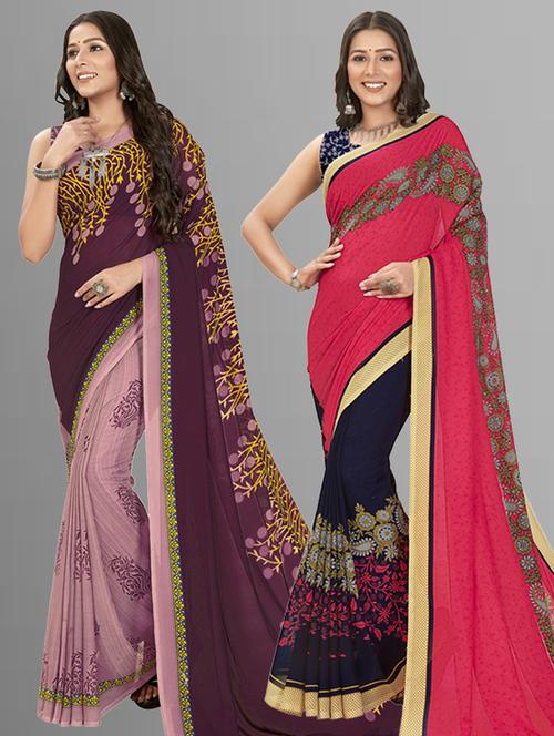 women pack of 2 casual wear combo sarees - 21435215 - Very Small Image - 1