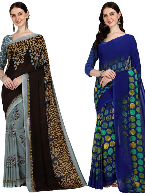 women pack of 2 casual wear sarees - 21435220 - Very Small Image - 1