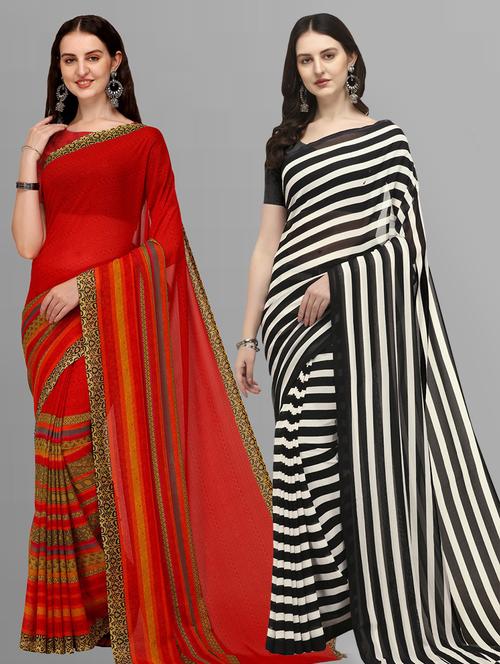 women pack of 2 casual wear sarees - 21435225 - Very Small Image - 1