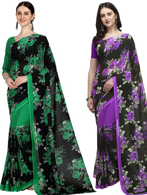 women pack of 2 casual wear sarees - 21435228 - Very Small Image - 1