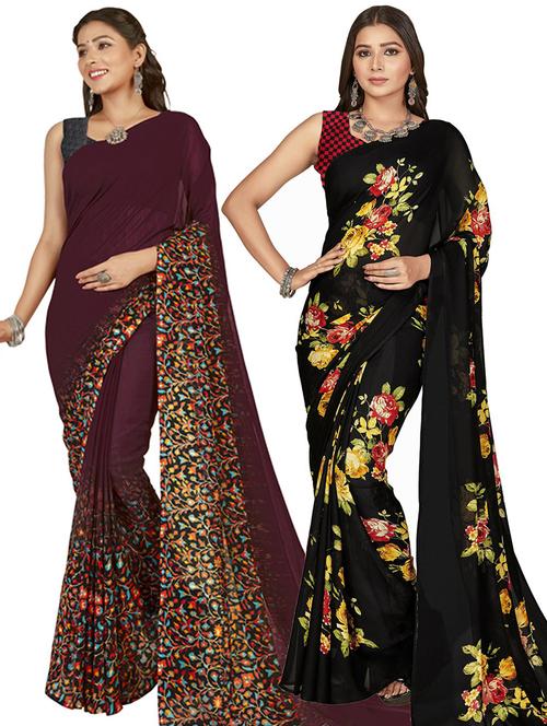 women pack of 2 casual wear sarees - 21435229 - Very Small Image - 1