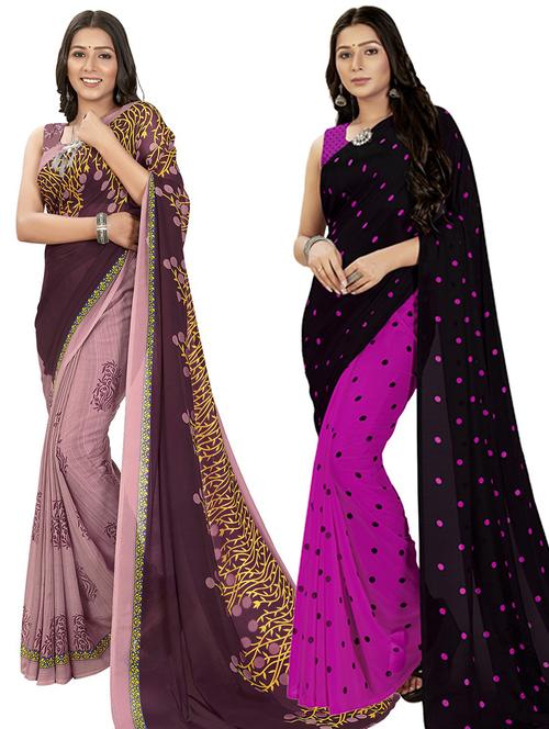 women pack of 2 casual wear sarees - 21435230 - Very Small Image - 1