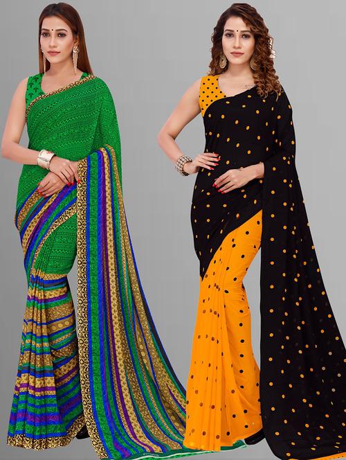 women pack of 2 casual wear combo sarees with blouse - 21435234 - Very Small Image - 1